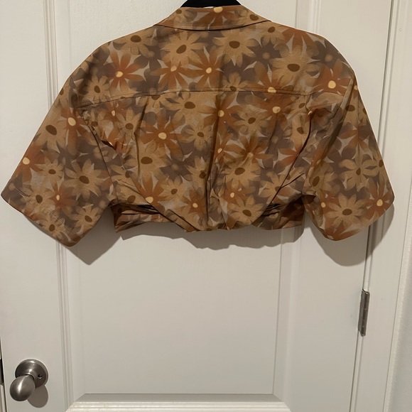 Jacquemes Brown Floral Print Le Chemise Ballu Top - Picture 3 of 5
